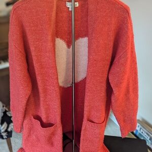 P.J. Salvage Red Cardigan with Heart Design